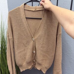 Tan Button-Up Women's Sweater